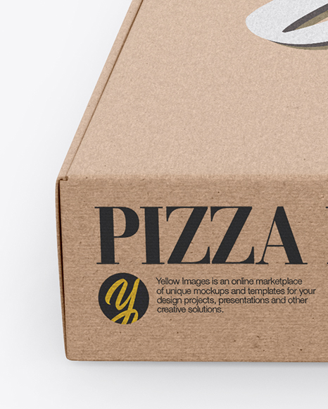 Pizza Box Mockup Front Vew In Box Mockups On Yellow Images Object Mockups