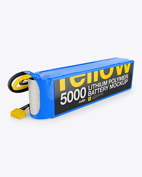 5000mAh 4S Lithium Polymer Battery Mockup - Half Side View