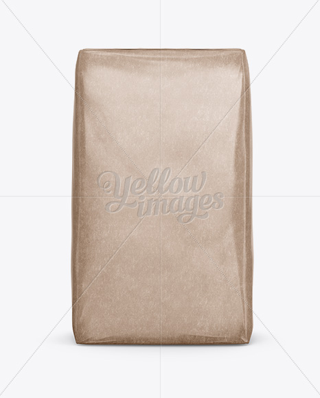 Download Glossy Kraft Paper Bag Mockup Front View High Angle Shot In Bag Sack Mockups On Yellow Images Object Mockups