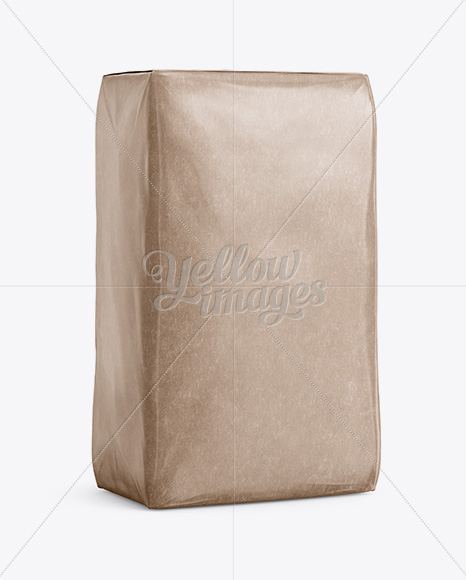 Download Glossy Kraft Paper Bag Mockup Halfside View In Bag Sack Mockups On Yellow Images Object Mockups