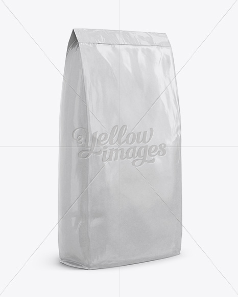 Glossy Paper Bag Mockup Back View In Bag Sack Mockups On Yellow Images Object Mockups