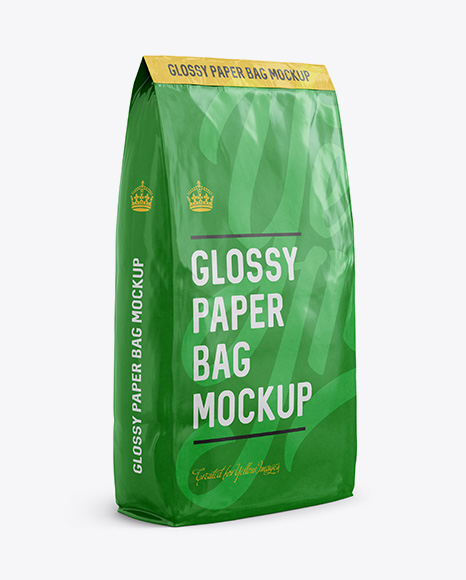 Download Glossy Paper Bag Mockup Front View In Bag Sack Mockups On Yellow Images Object Mockups