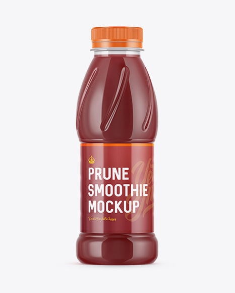 Plastic Bottle W/ Prune Smoothie Mockup Plastic Bottle W/ Prune Smoothie Mockup