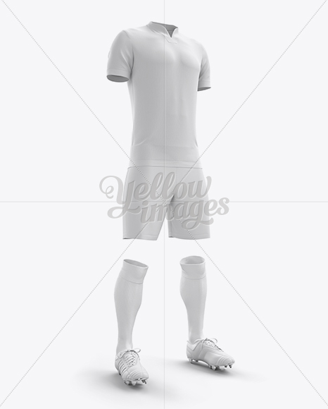 Download Men S Full Soccer Kit With V Neck Shirt Mockup Hero Shot In Apparel Mockups On Yellow Images Object Mockups