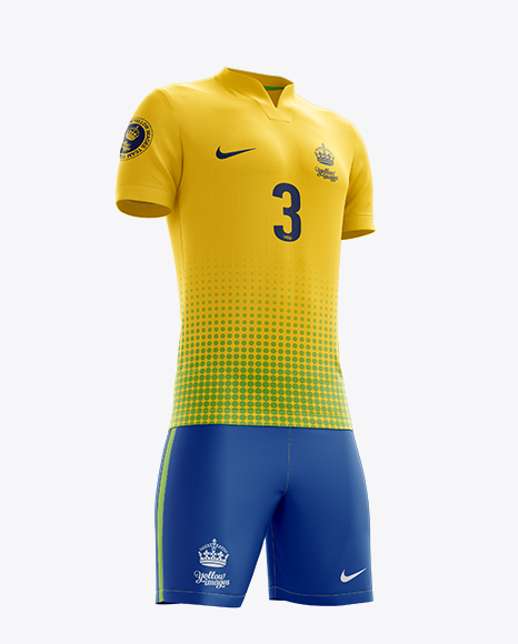 Download Men S Full Soccer Kit With V Neck Shirt Mockup Hero Shot In Apparel Mockups On Yellow Images Object Mockups