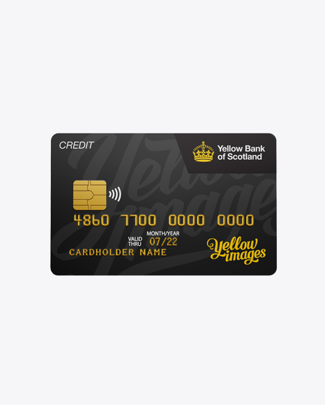 Credit Card Mockup Front View In Object Mockups On Yellow Images Object Mockups