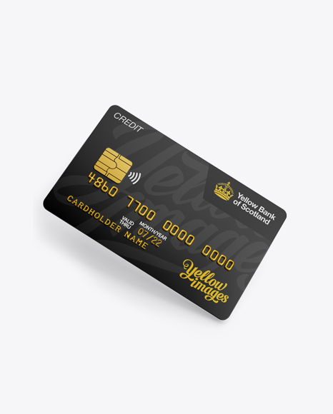 Credit Card Mockup   Half Turned View (High Angle Shot) PSD #2