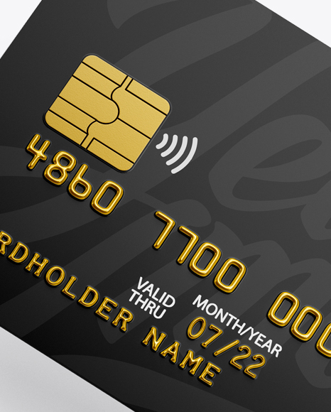 Credit Card Mockup   Half Turned View (High Angle Shot) PSD #3