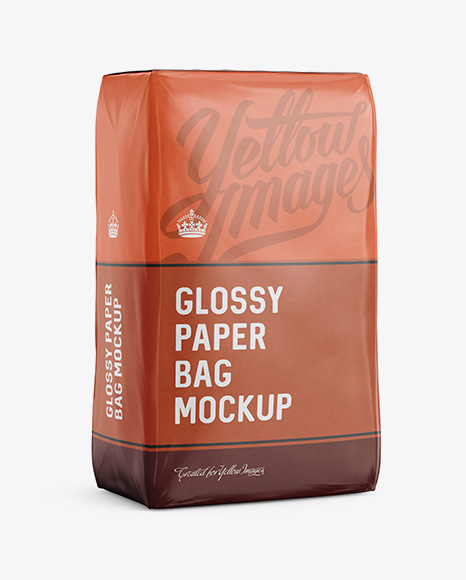 Download Glossy Paper Bag Mockup Halfside View In Bag Sack Mockups On Yellow Images Object Mockups PSD Mockup Templates