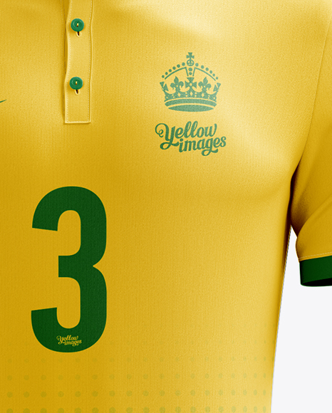 Men S Full Soccer Kit With Polo Shirt Mockup Front View In Apparel Mockups On Yellow Images Object Mockups