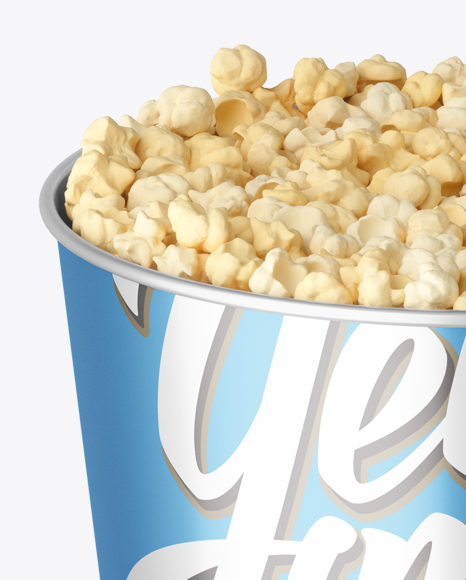 Download Large Metal Popcorn Bucket Mockup (High-Angle Shot) in Cup ...