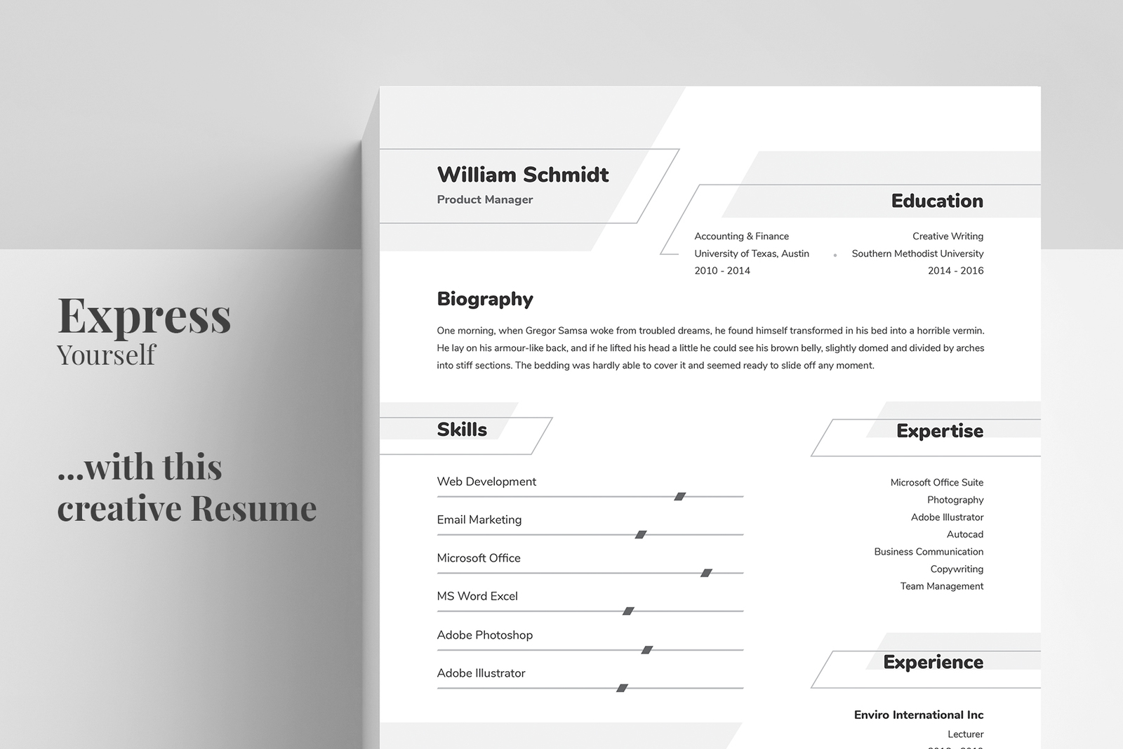 Resume CV Template William On Yellow Images Creative Store