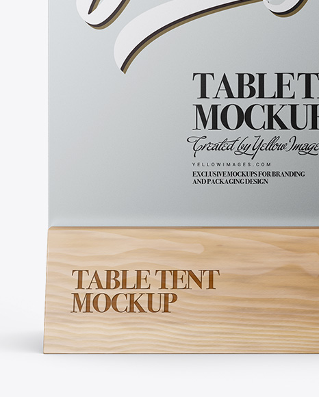 Metallic Table Tent Mockup In Indoor Advertising Mockups On Yellow Images Object Mockups