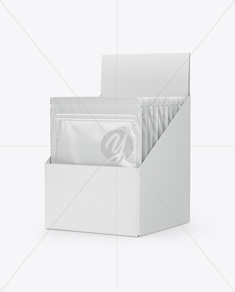 10 Pouches Display Box Mockup In Box Mockups On Yellow Images Object Mockups