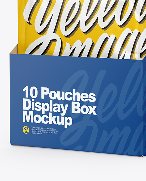 Download 10 Pouches Display Box Mockup In Box Mockups On Yellow Images Object Mockups