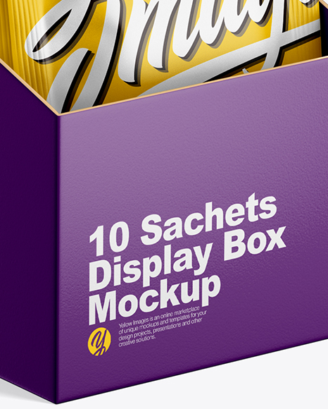 Download Display Box W Sachets Mockup In Box Mockups On Yellow Images Object Mockups PSD Mockup Templates