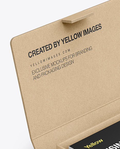 Download Kraft Paper Box W Business Cards Mockup In Box Mockups On Yellow Images Object Mockups PSD Mockup Templates