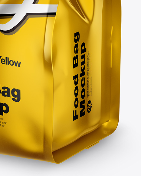 Download Metallic Food Bag Mockup In Bag Sack Mockups On Yellow Images Object Mockups Yellowimages Mockups