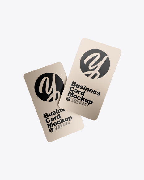 Download Two Transparent Business Cards Mockup In Stationery Mockups On Yellow Images Object Mockups