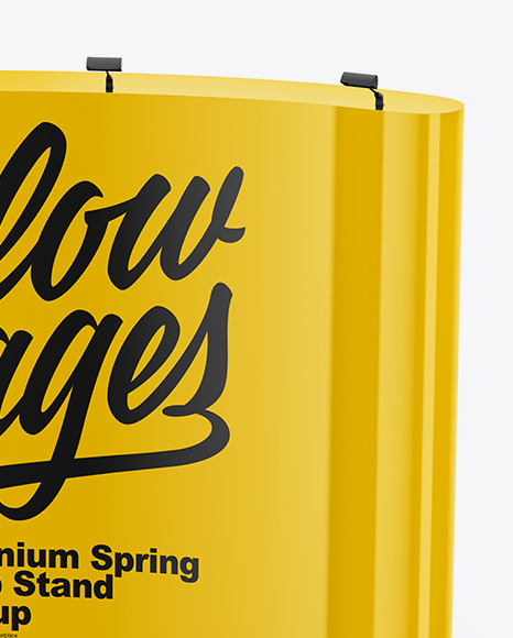 Glossy Spring Pop Up Stand Mockup on Yellow Images Object Mockups