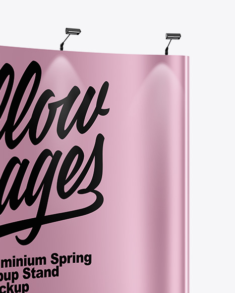 Metallic Spring Pop Up Stand Mockup PSD #1