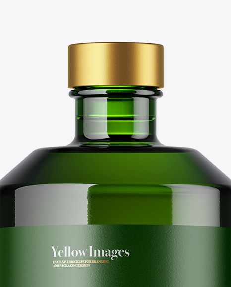 Green Glass Bottle Mockup PSD #3