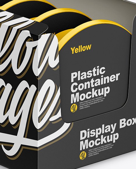 Download Display Box W Food Containers Mockup In Box Mockups On Yellow Images Object Mockups PSD Mockup Templates