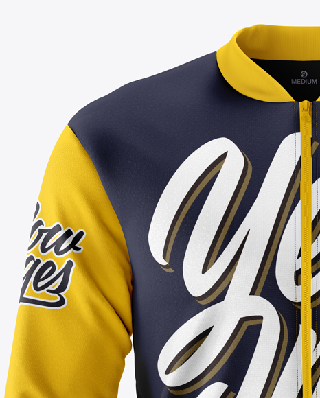 Download Men S Bomber Jacket Mockup Front View In Apparel Mockups On Yellow Images Object Mockups