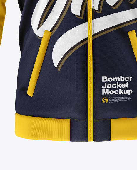 Men S Bomber Jacket Mockup Front View In Apparel Mockups On Yellow Images Object Mockups