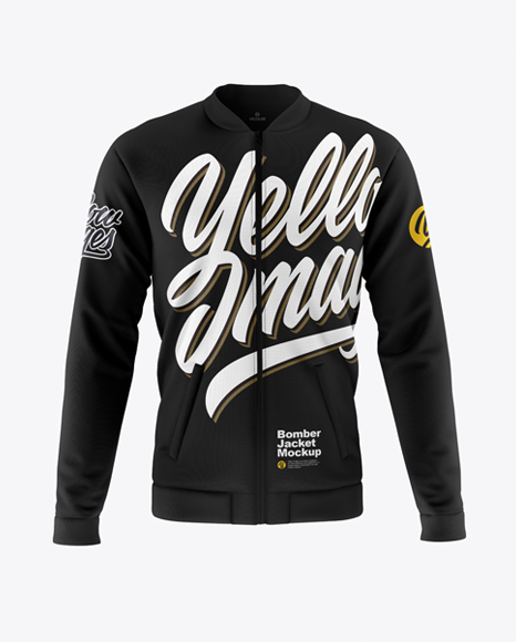 Download Men S Bomber Jacket Mockup Front View In Apparel Mockups On Yellow Images Object Mockups PSD Mockup Templates