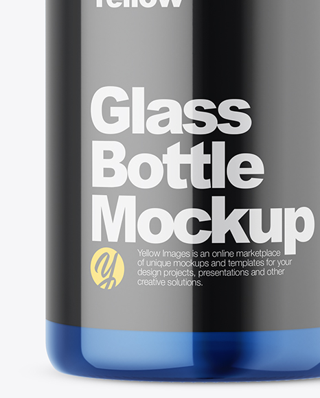 Blue Glass Bottle Mockup PSD #6