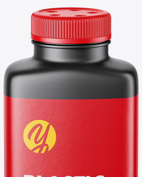 Matte Plastic Bottle Mockup   High Angle Shot PSD #1