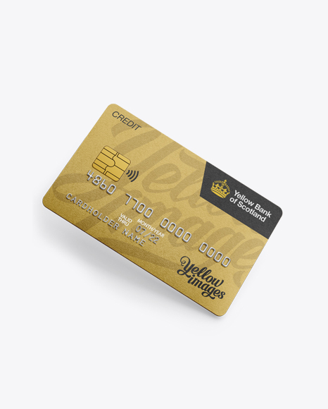 Metal Credit Card Mockup   Half Turned View (High Angle Shot) PSD #2