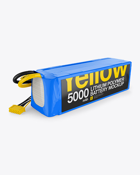 5000mAh 5S Lithium Polymer Battery Mockup - Half Side View - Free