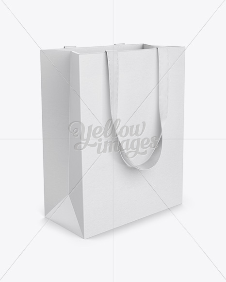 Paper Euro Tote Bag With Ribbon Handles Mockup Half Side View In Bag Sack Mockups On Yellow Images Object Mockups