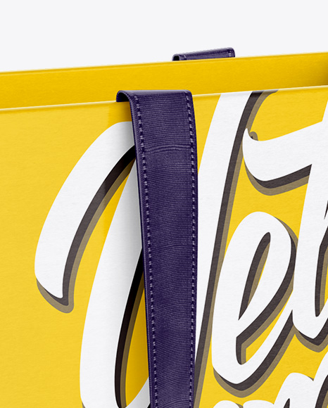 Paper Euro Tote Bag With Ribbon Handles Mockup Half Side View In Bag Sack Mockups On Yellow Images Object Mockups