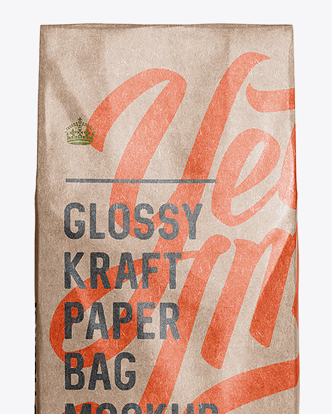 Download Glossy Kraft Paper Bag Mockup - Front View in Bag & Sack ...