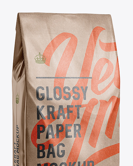 Download Glossy Kraft Paper Bag Mockup Halfside View In Bag Sack Mockups On Yellow Images Object Mockups Yellowimages Mockups