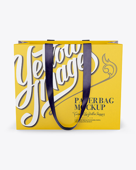 Paper Euro Tote Bag With Ribbon Handles Mockup   Front View PSD #4