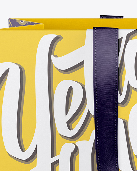 Paper Euro Tote Bag With Ribbon Handles Mockup Front View In Bag Sack Mockups On Yellow Images Object Mockups