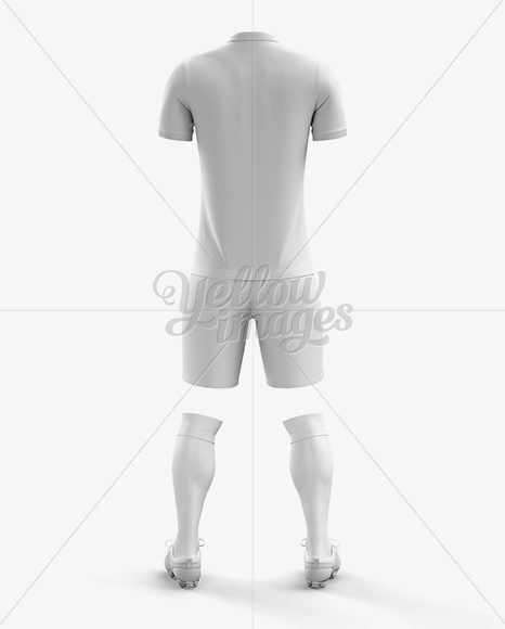 Download Men's Full Soccer Kit with Polo Shirt Mockup (Back View ...