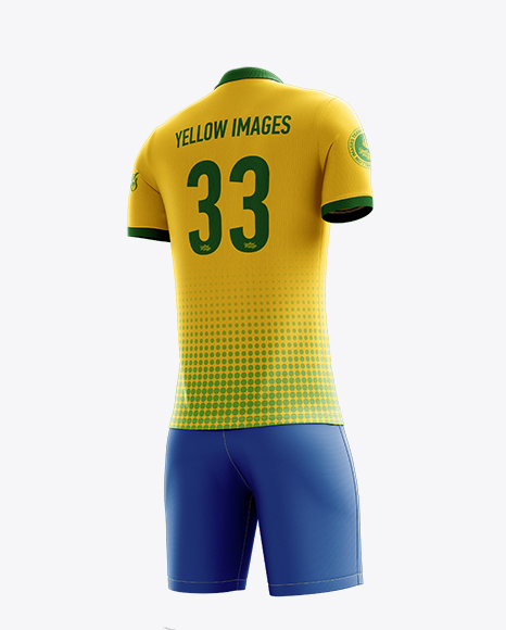 Download Men S Full Soccer Kit With Polo Shirt Mockup Hero Back Shot In Apparel Mockups On Yellow Images Object Mockups