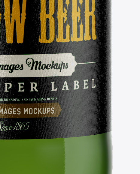 Green Glass Bottle with Lager Beer Mockup PSD #2