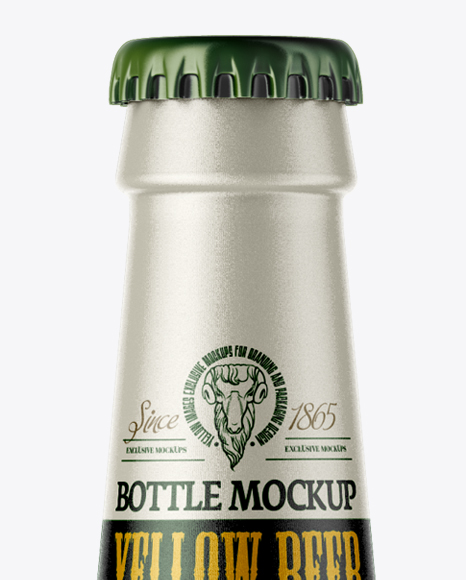 Green Glass Bottle with Lager Beer Mockup PSD #1