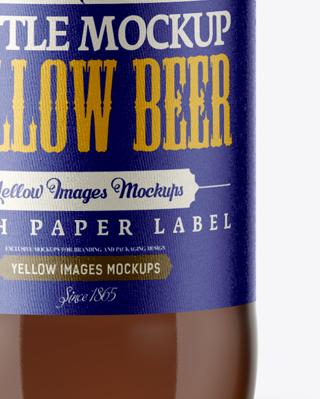 Amber Glass Bottle With Light Beer Mockup In Bottle Mockups On Yellow Images Object Mockups