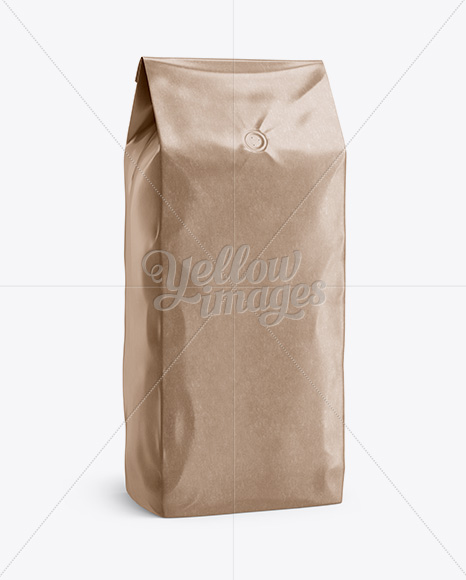 Download Glossy Kraft Coffee Bag With Valve Mockup Halfside View In Bag Sack Mockups On Yellow Images Object Mockups PSD Mockup Templates