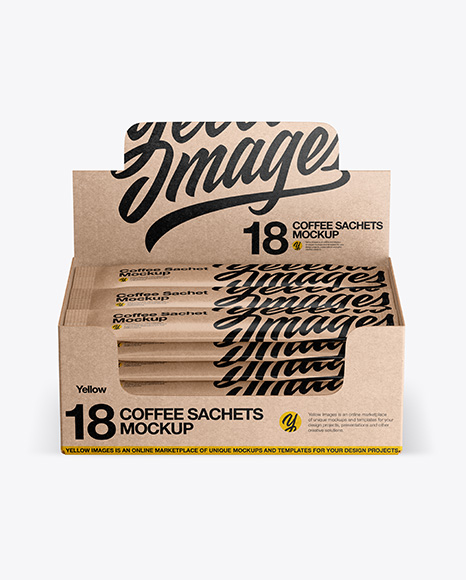 Download 18 Kraft Coffee Sachets Box Mockup In Box Mockups On Yellow Images Object Mockups Yellowimages Mockups