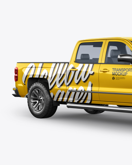 Download Full Size Pickup Truck Mockup Half Side View In Vehicle Mockups On Yellow Images Object Mockups PSD Mockup Templates