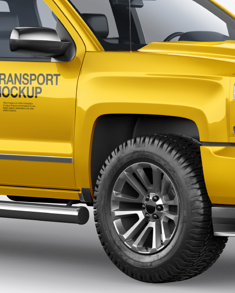 Download Full Size Pickup Truck Mockup Half Side View In Vehicle Mockups On Yellow Images Object Mockups PSD Mockup Templates