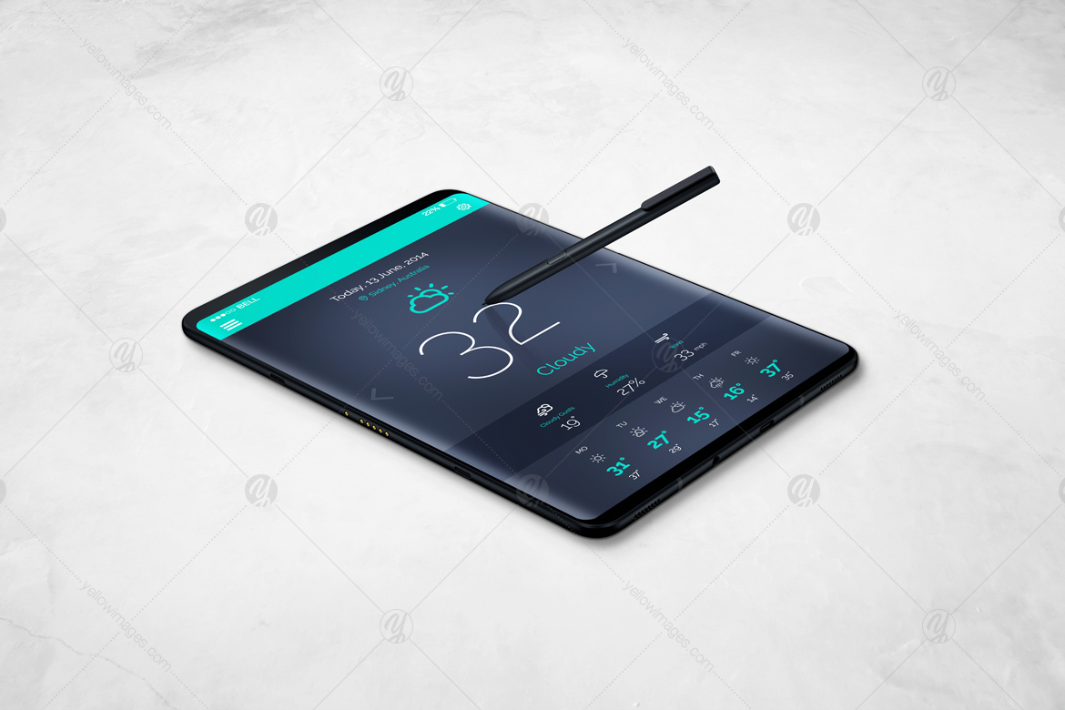 S9 Tablet Mockup In Device Mockups On Yellow Images Creative Store